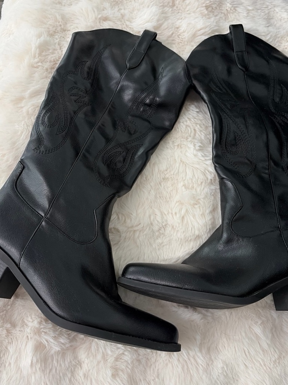Fashion Nova Black Lace-Up Western Knee Boots